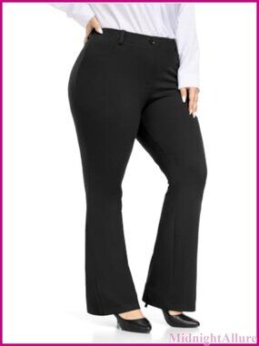Plus Size Stretchy Bootcut Dress Pants Pull On Ponte Knit Work Pants